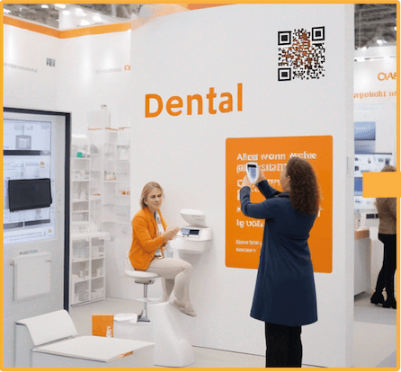 Digitaler Messebeutel QR-Code am Messestand